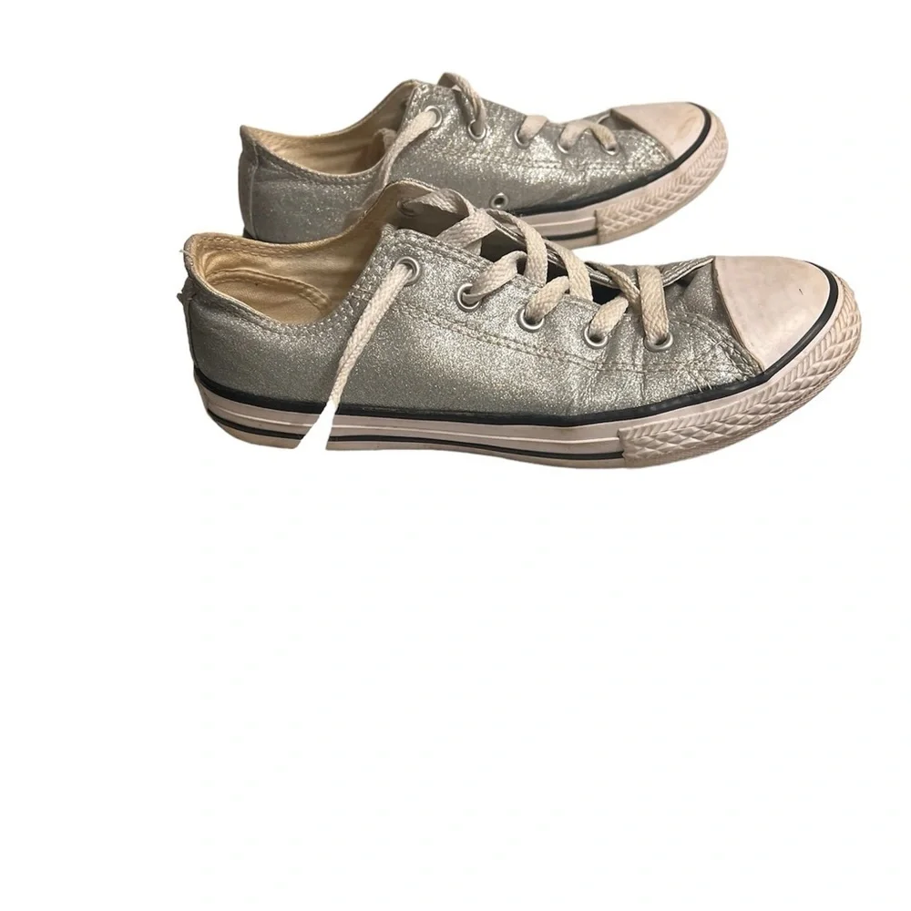 Converse-All Star Silver Sparkle Low Top Youth Sneaker size 3